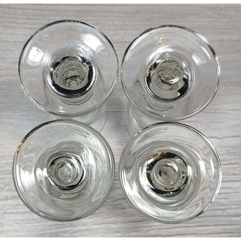 Clear Champagne Cordial Flute Shaped Glasses Short Stemmed Set of 4 Vintage